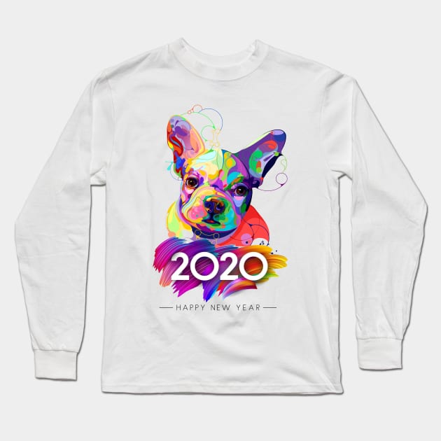 Happy New Year Boston Terrier Long Sleeve T-Shirt by cameradog